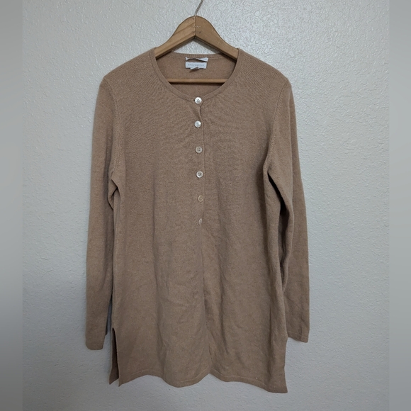 CHARTER CLUB 100% 2ply CASHMERE Cardigan, BEIGE, Women’s Size Large - Picture 2 of 6